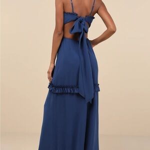 NWT Lulus Dark Blue Cutout Tie-Back Maxi Dress - Size M